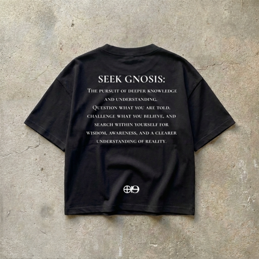 GNOSTA'S "SEEK GNOSIS" CROPPED T-SHIRT