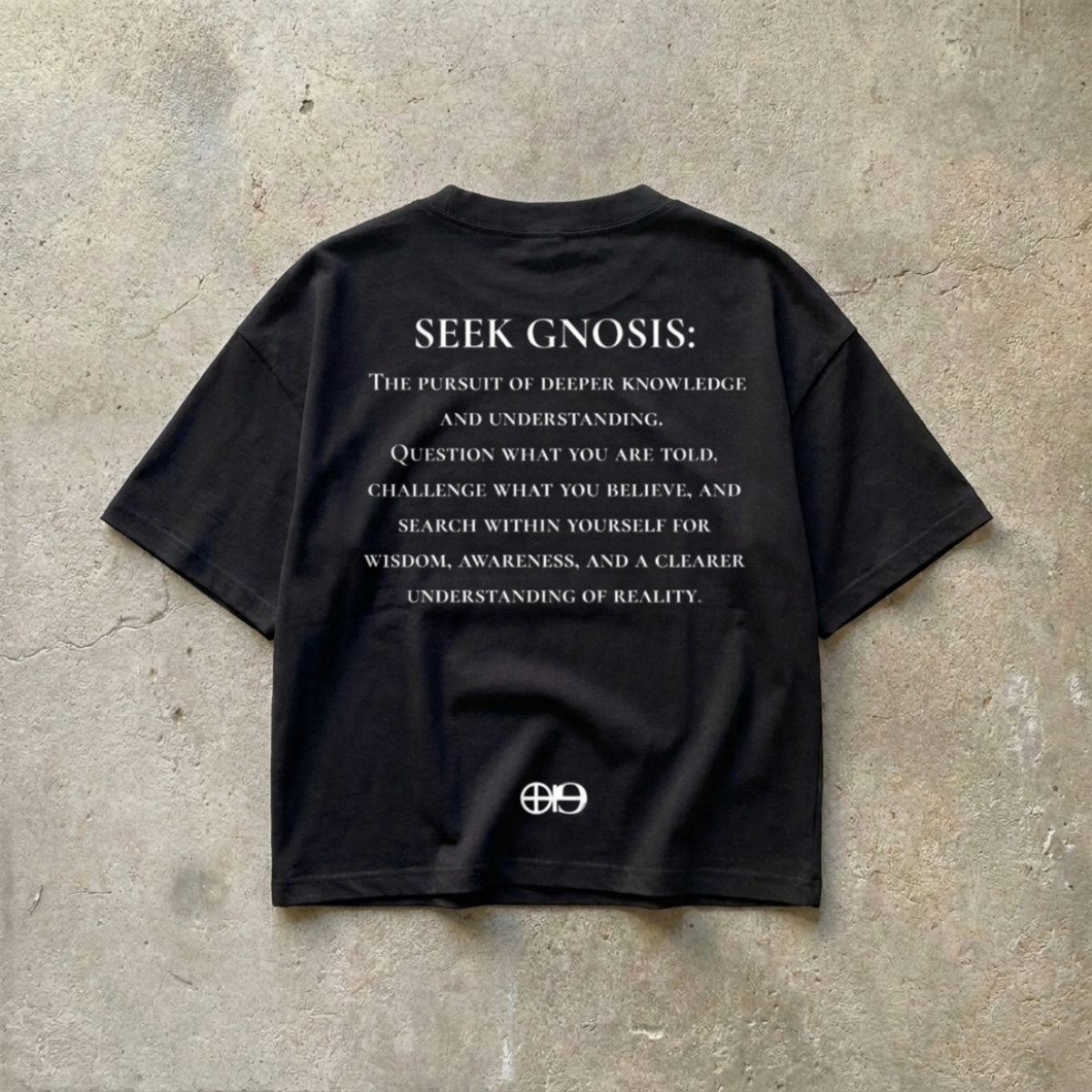 GNOSTA'S "SEEK GNOSIS" CROPPED T-SHIRT