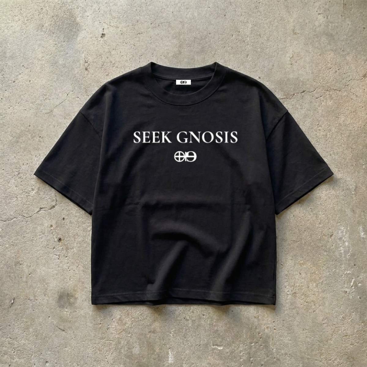 GNOSTA'S "SEEK GNOSIS" CROPPED T-SHIRT