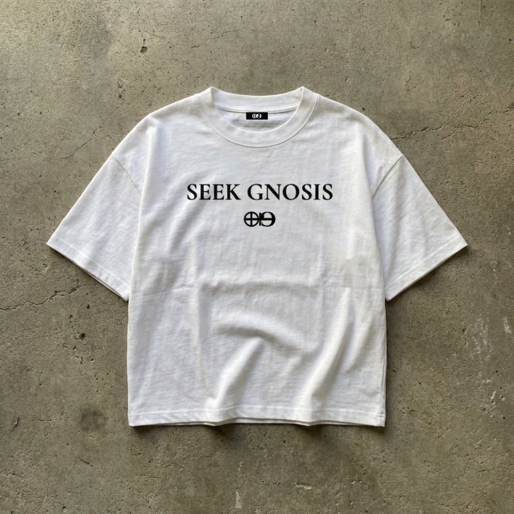 GNOSTA'S "SEEK GNOSIS" CROPPED T-SHIRT