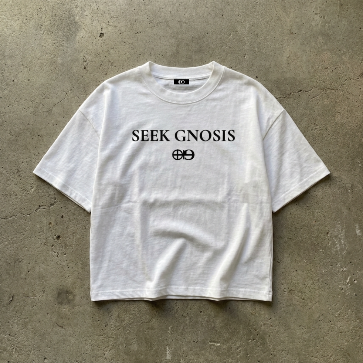 GNOSTA'S "SEEK GNOSIS" CROPPED T-SHIRT